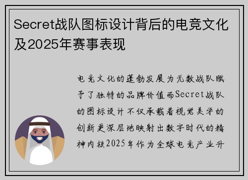 Secret战队图标设计背后的电竞文化及2025年赛事表现